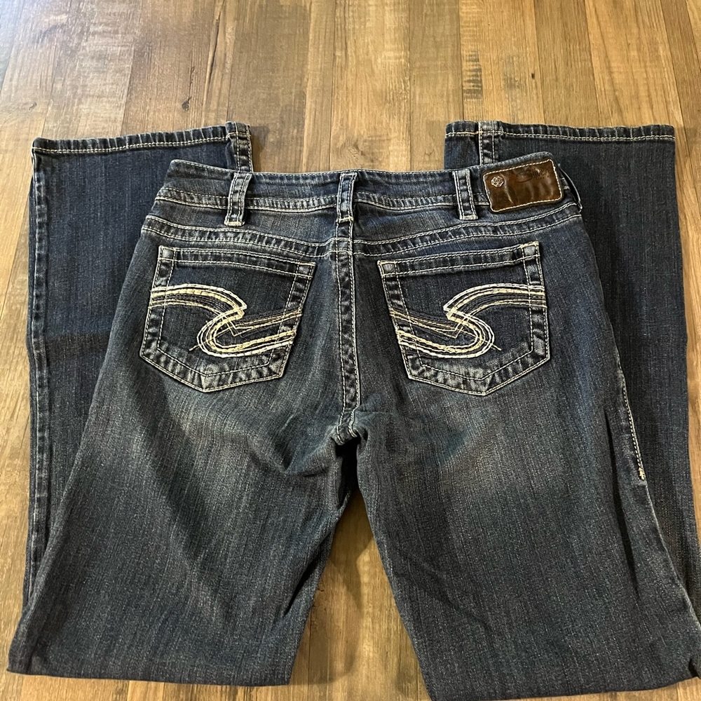 Silver Jeans Dark Blue Denim with Contrast Stitching